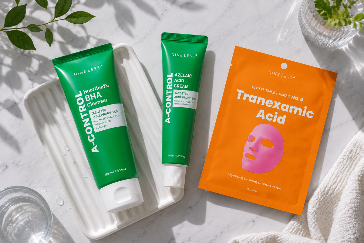 Boutons, pores, marques : une routine ciblée.